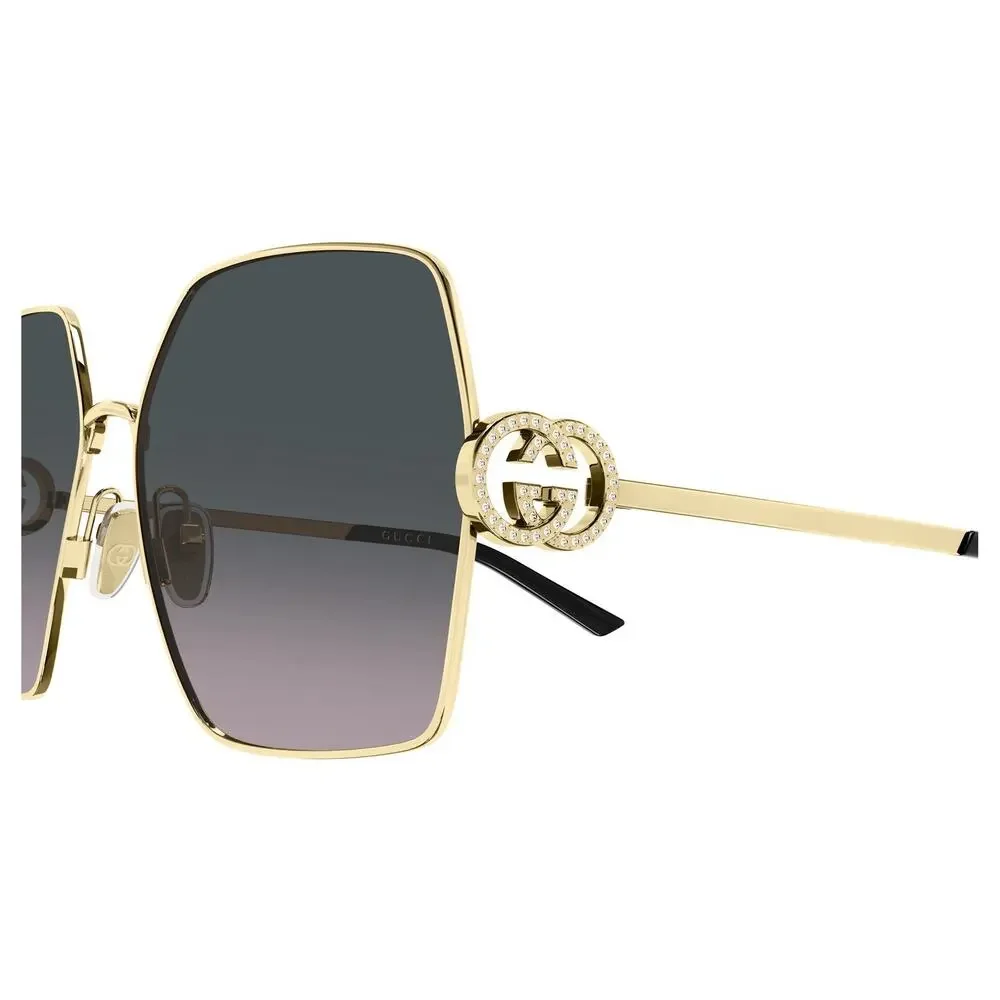GUCCI GG2163S 002 Gold Grey Rose Gradient Lens Women Sunglasses Large AUTHENTIC